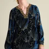 Soft Surroundings Adrienne Embroidered Velvet Tunic- Tops