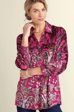 Soft Surroundings Bellarosa Velvet Tunic- Tops