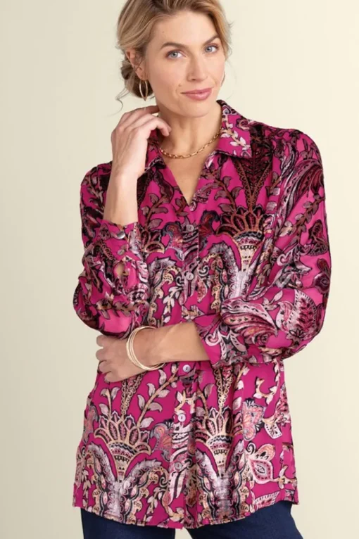 Soft Surroundings Bellarosa Velvet Tunic- Tops