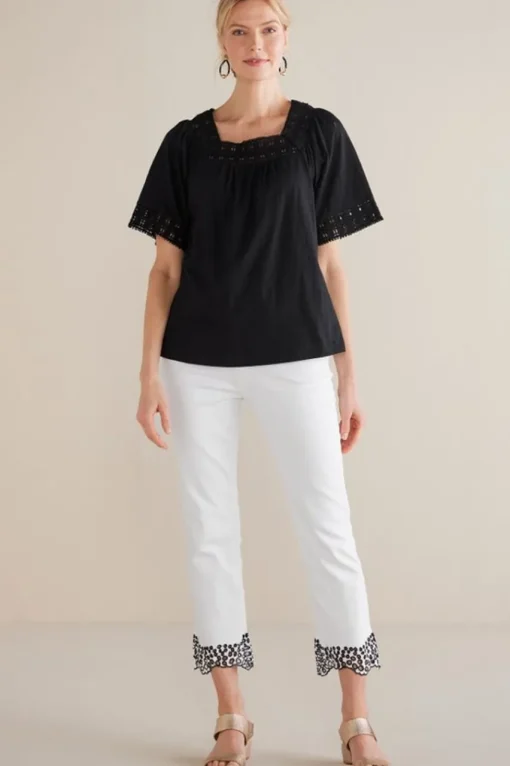 Soft Surroundings Brianna Crochet Knit Tee- Tops