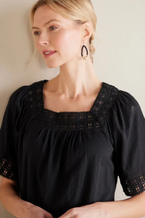 Soft Surroundings Brianna Crochet Knit Tee- Tops