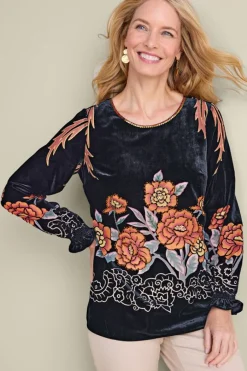 Soft Surroundings Brielle Velvet Top- Tops