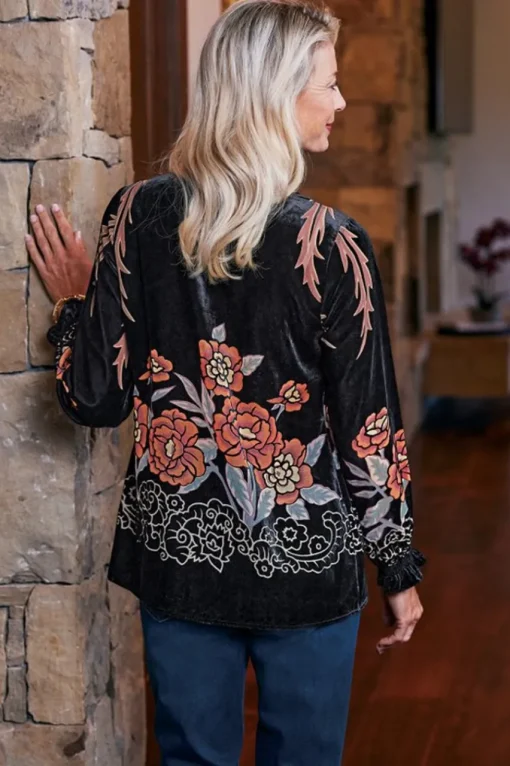 Soft Surroundings Brielle Velvet Top- Tops