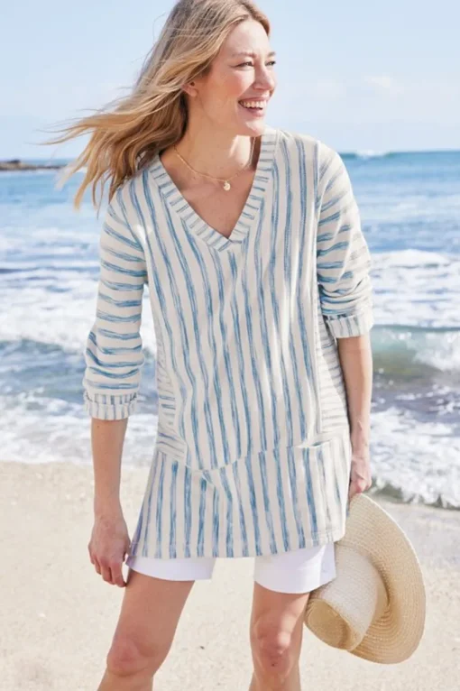 Soft Surroundings Briza Stripe Tunic- Tops