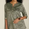 Soft Surroundings Charine Faux Suede Tunic- Tops