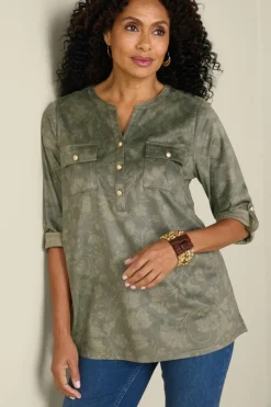 Soft Surroundings Charine Faux Suede Tunic- Tops
