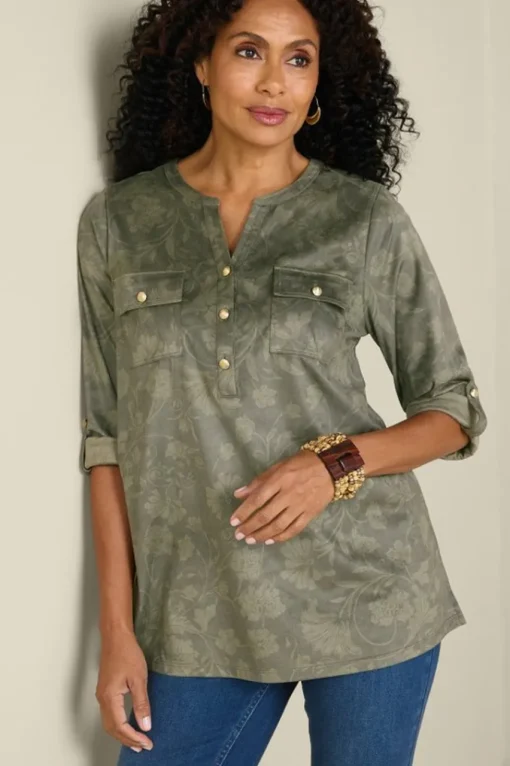 Soft Surroundings Charine Faux Suede Tunic- Tops