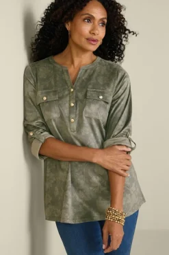 Soft Surroundings Charine Faux Suede Tunic- Tops