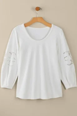 Soft Surroundings Charmaine Embroidered French Terry Top- Tops