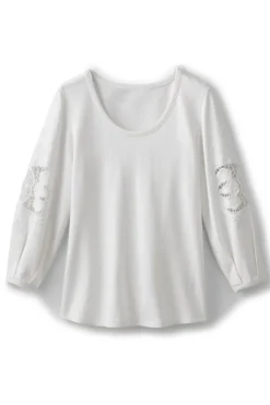 Soft Surroundings Charmaine Embroidered French Terry Top- Tops