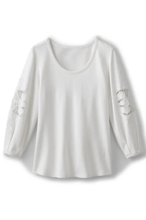 Soft Surroundings Charmaine Embroidered French Terry Top- Tops