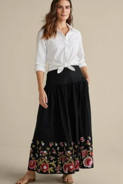 Soft Surroundings Cindi Embroidered Maxi Skirt- Skirts