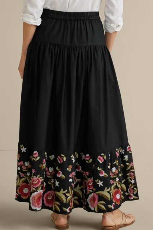 Soft Surroundings Cindi Embroidered Maxi Skirt- Skirts