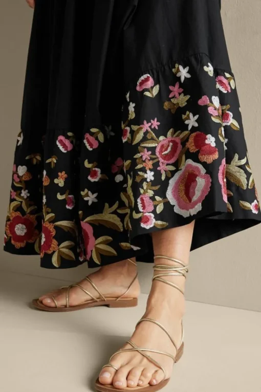 Soft Surroundings Cindi Embroidered Maxi Skirt- Skirts