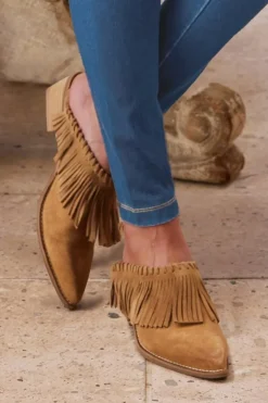 Soft Surroundings Dabney Fringe Suede Mules- Shoes