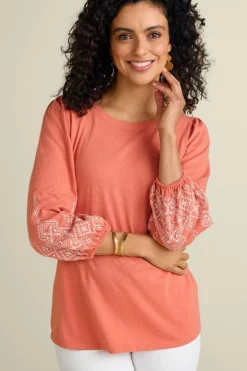 Soft Surroundings Embroidered Parisian Poet Top- Tops