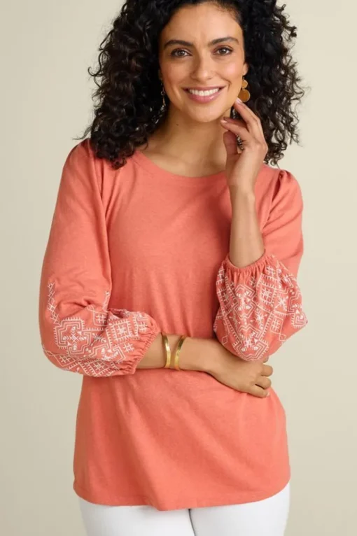 Soft Surroundings Embroidered Parisian Poet Top- Tops