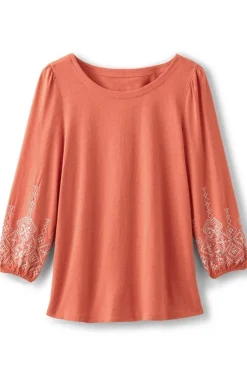 Soft Surroundings Embroidered Parisian Poet Top- Tops
