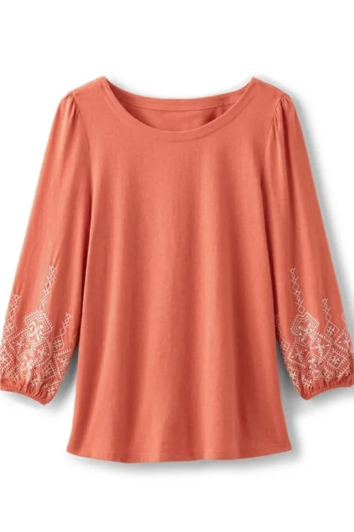 Soft Surroundings Embroidered Parisian Poet Top- Tops