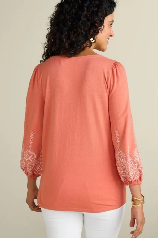 Soft Surroundings Embroidered Parisian Poet Top- Tops