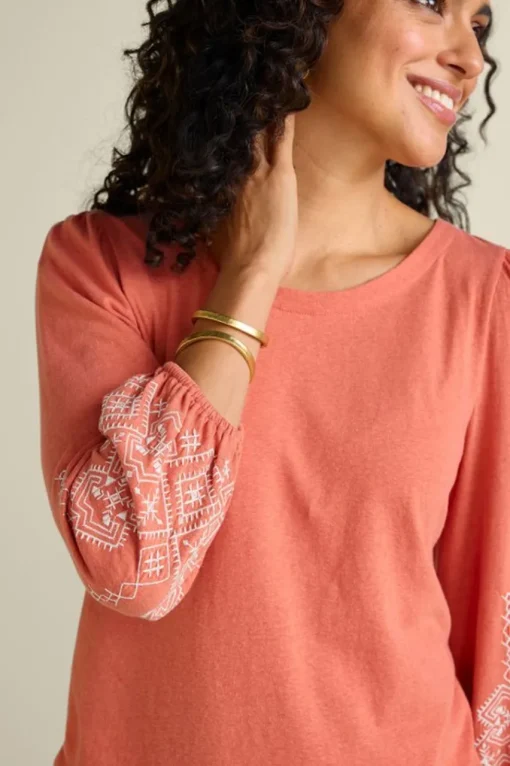 Soft Surroundings Embroidered Parisian Poet Top- Tops