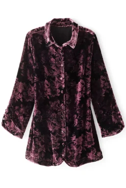 Soft Surroundings Icon Silk Velvet Poets Tunic Shirt- Tops