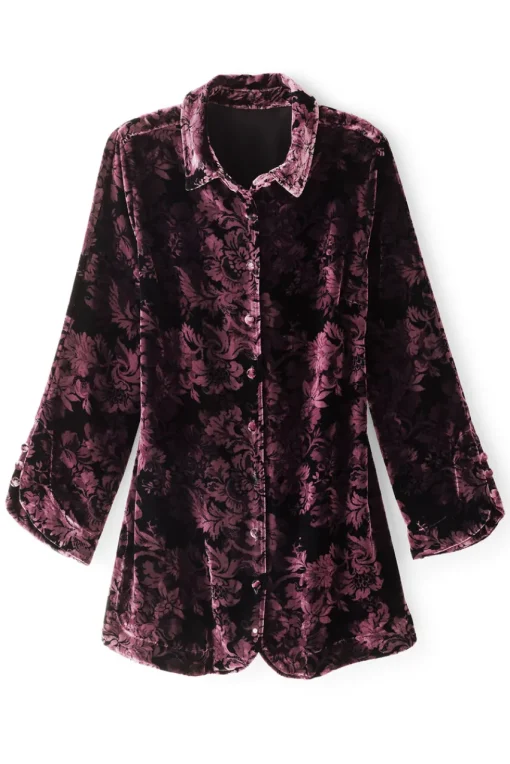 Soft Surroundings Icon Silk Velvet Poets Tunic Shirt- Tops