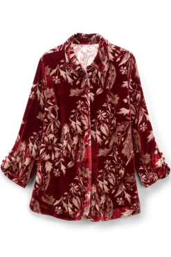 Soft Surroundings Icon Silk Velvet Poets Tunic Shirt- Tops