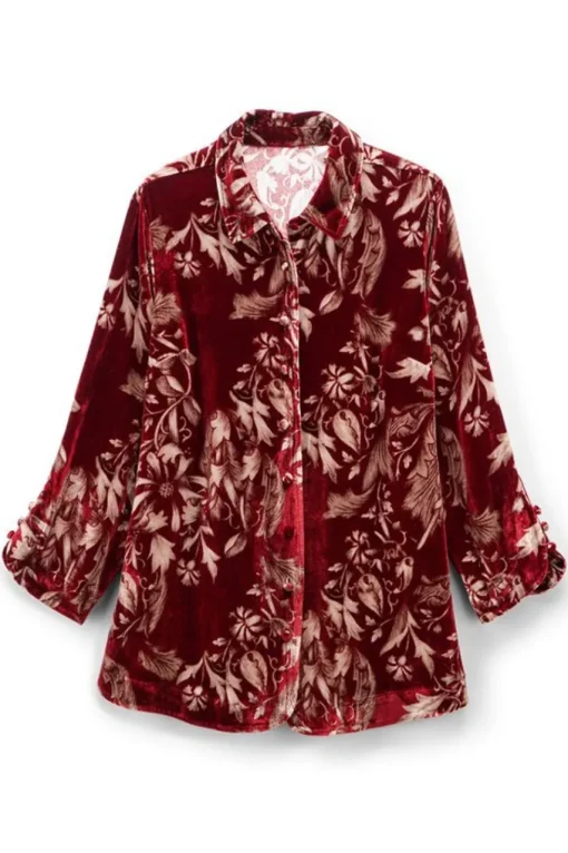 Soft Surroundings Icon Silk Velvet Poets Tunic Shirt- Tops