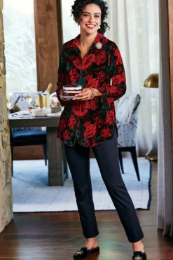 Soft Surroundings Icon Silk Velvet Poets Tunic Shirt- Tops