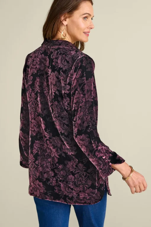 Soft Surroundings Icon Silk Velvet Poets Tunic Shirt- Tops