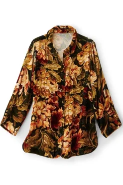 Soft Surroundings Icon Silk Velvet Poets Tunic Shirt- Tops