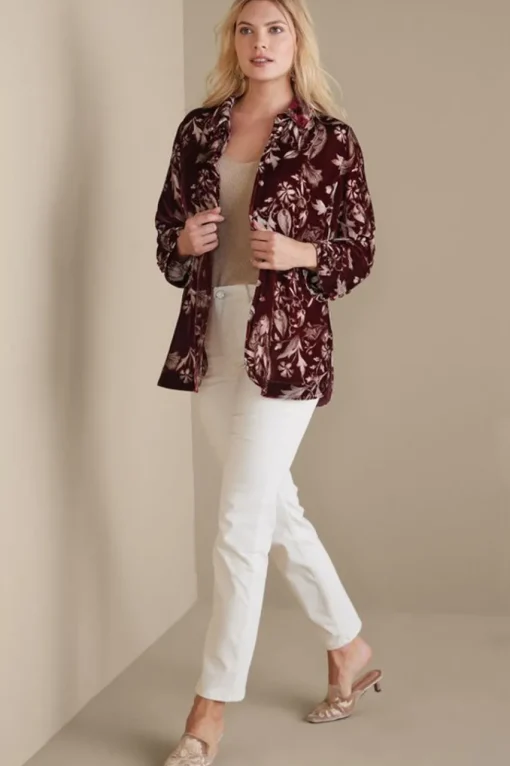Soft Surroundings Icon Silk Velvet Poets Tunic Shirt- Tops