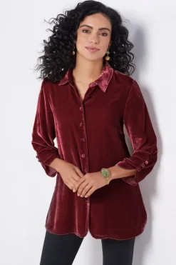 Soft Surroundings Icon Silk Velvet Poets Tunic Shirt- Tops