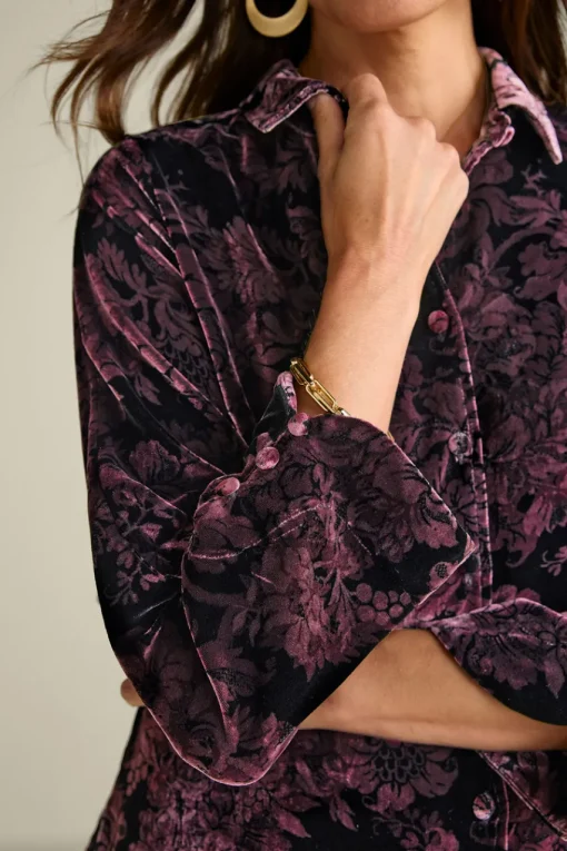 Soft Surroundings Icon Silk Velvet Poets Tunic Shirt- Tops