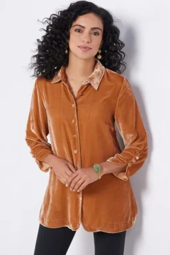 Soft Surroundings Icon Silk Velvet Poets Tunic Shirt- Tops