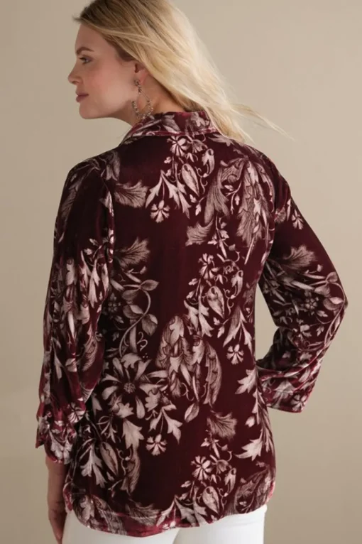 Soft Surroundings Icon Silk Velvet Poets Tunic Shirt- Tops