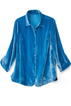 Soft Surroundings Icon Silk Velvet Poets Tunic Shirt- Tops