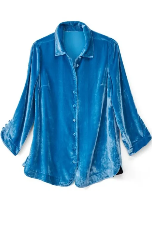 Soft Surroundings Icon Silk Velvet Poets Tunic Shirt- Tops