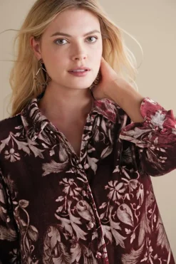 Soft Surroundings Icon Silk Velvet Poets Tunic Shirt- Tops