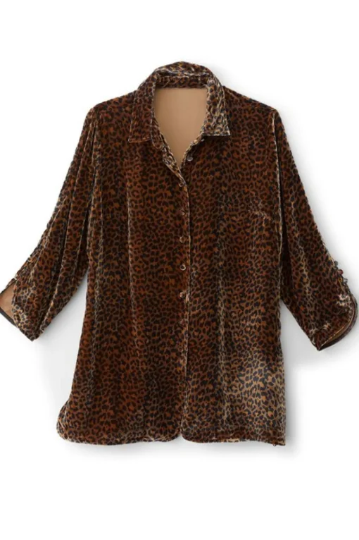 Soft Surroundings Icon Silk Velvet Poets Tunic Shirt- Tops