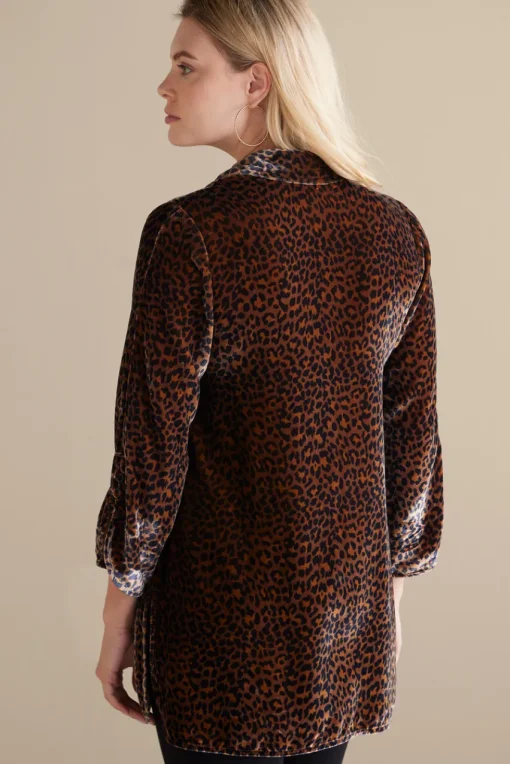 Soft Surroundings Icon Silk Velvet Poets Tunic Shirt- Tops