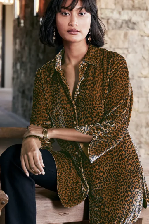 Soft Surroundings Icon Silk Velvet Poets Tunic Shirt- Tops
