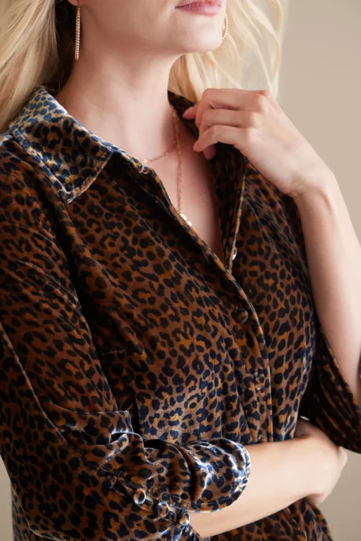 Soft Surroundings Icon Silk Velvet Poets Tunic Shirt- Tops