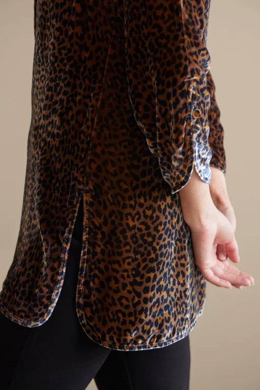 Soft Surroundings Icon Silk Velvet Poets Tunic Shirt- Tops