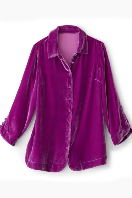 Soft Surroundings Icon Silk Velvet Poets Tunic Shirt- Tops