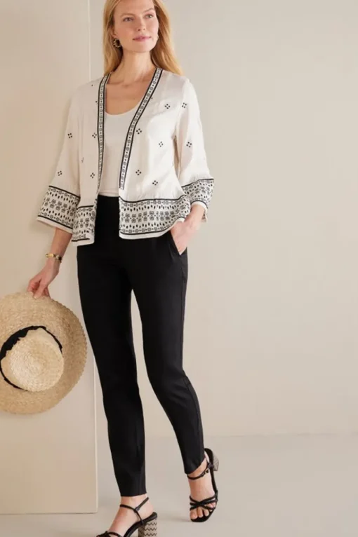 Soft Surroundings Isla Stretch Linen Slim Leg Pants- Pants