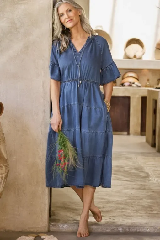 Soft Surroundings Jessanne Tencel™ Midi Dress- Dresses