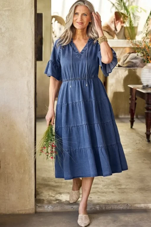 Soft Surroundings Jessanne Tencel™ Midi Dress- Dresses