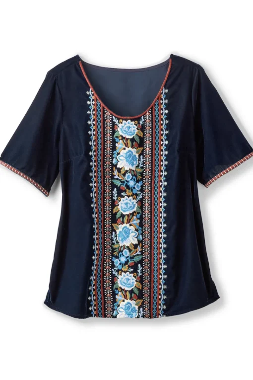 Soft Surroundings Lilian Velvet Top- Tops